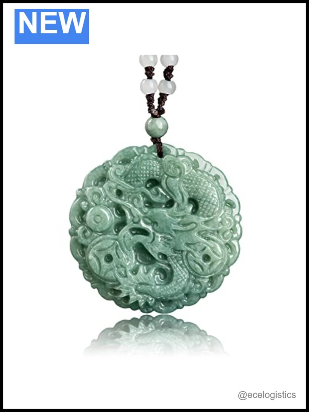 Natural Jade Dragon Pendant Necklace Grade A Jadeite 26in with Certificate